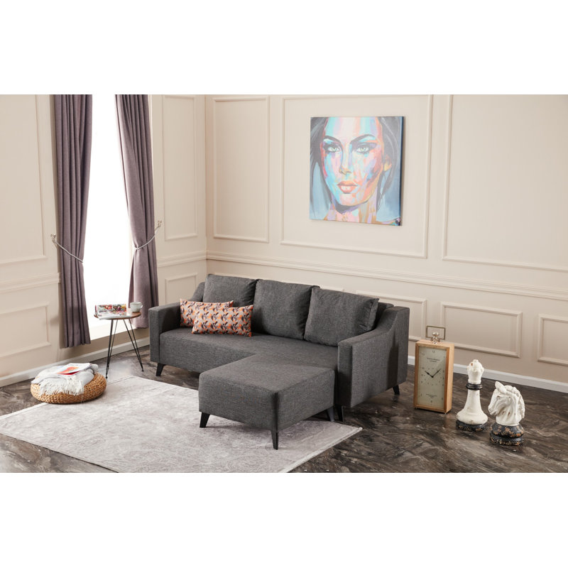 Canapé et méridienne de 90,6 po Roeper, Mélange de polyester anthracite