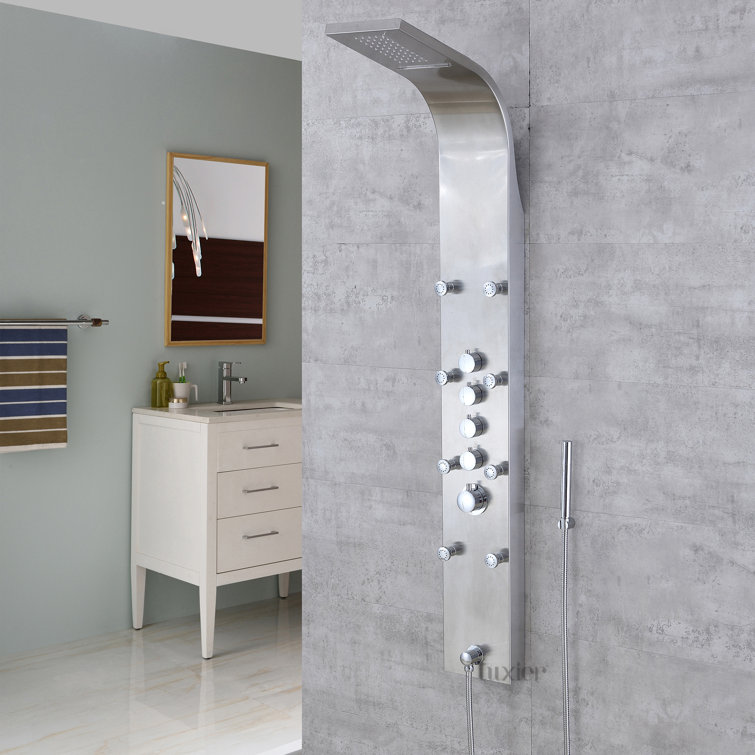 Multi-Function Pressured Balanced Rainfall and Waterfall 61" Shower Panel System