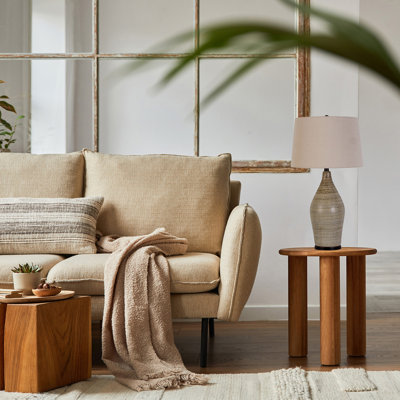 Lampe de table en céramique Serene Stone - naturel et noir mat - ensemble de 2