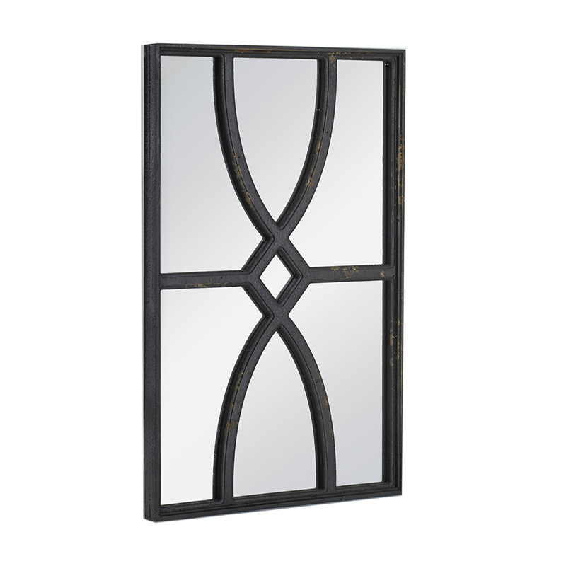 Miroirs muraux rectangulaires en bois 16 "x 23" avec cadre patiné, Horizontale, Noir, noir, noir, noir