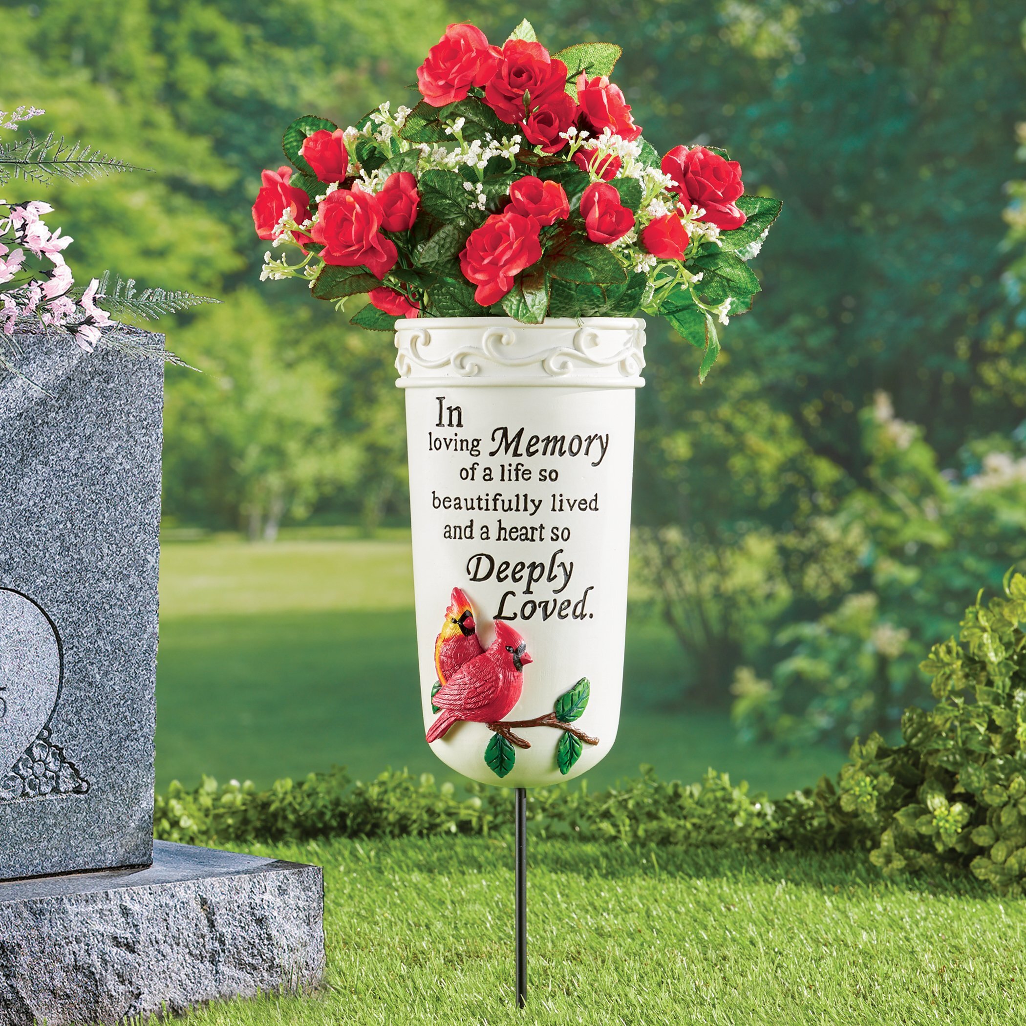 Arlmont & Co. Tynes Cardinal Memorial Vase Garden Stake & Reviews | Wayfair