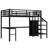 Black Full Size Loft Bed With L-Shaped Desk, , Led, Wardrobe, Stairs And Adjustable Shelf, Space, Designed For Fishing Teens Adults, Easy Assembly Experience Stairs, Led Tailored-2011901777