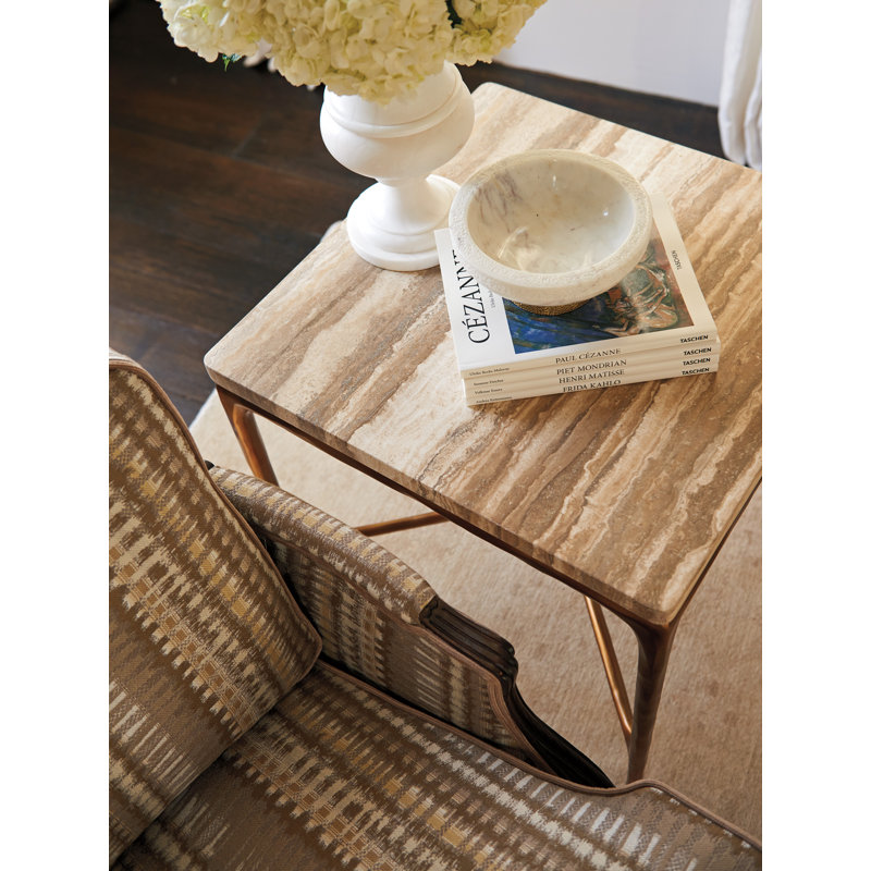 Silverado Menlo Park Metal End Table With Stone Top