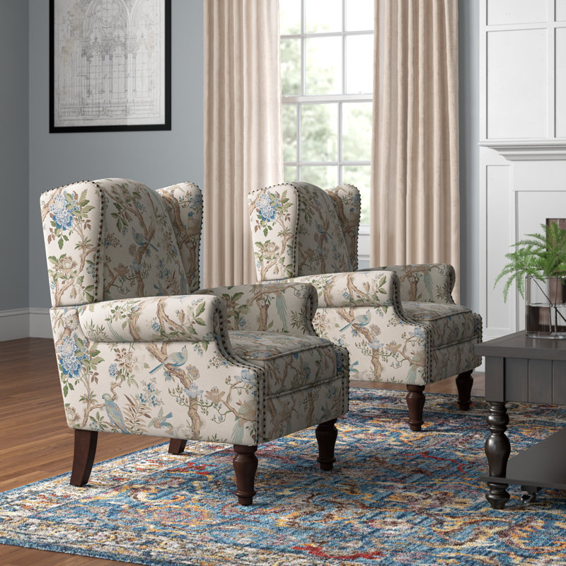 Fauteuil d'appoint à oreilles Anndi, Polyester oiseau