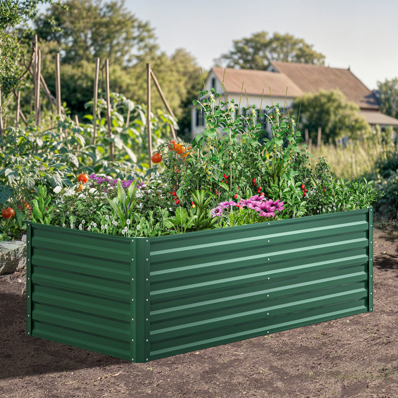 Lit de jardin surélevé en métal vert, H 24 po x l 72 po x P 36 po