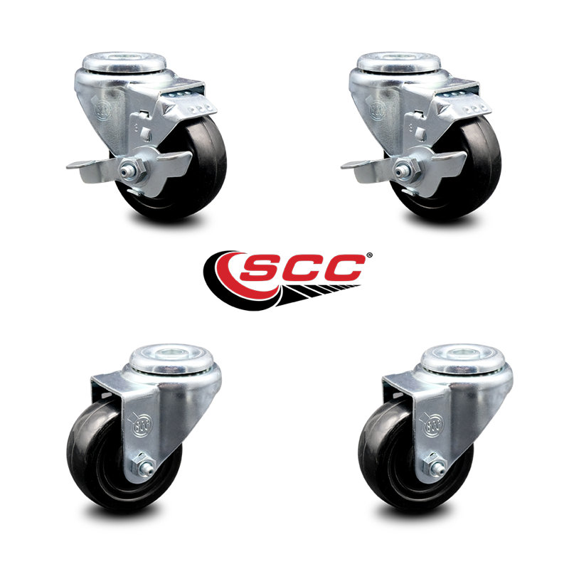 4-Piece Hard Rubber Caster Set