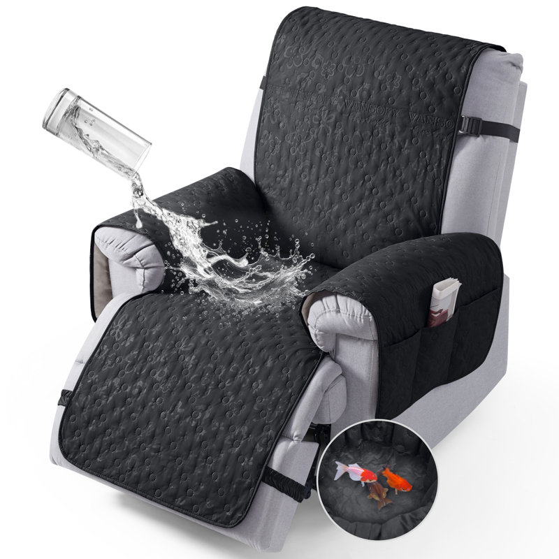 Housse pour fauteuil inclinable 1 place Heide 100% imperméable avec envers en granule antidérapant, poches latérales et sangles élastiques triples, housse de protection de chaise inclinable et résistante aux rayures pour enfants et animaux de compagnie