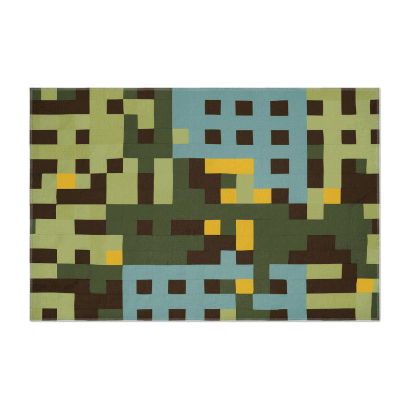 Earth Tones Mosaic Indoor And Outdoor Area Rug, Rectangle 4' x 6'