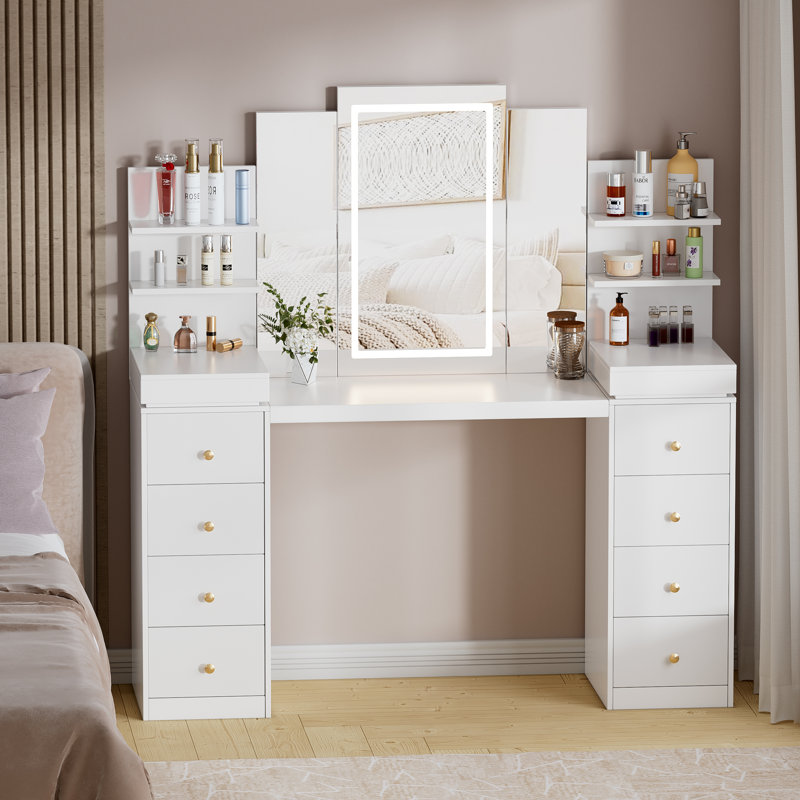 Ensemble coiffeuse avec miroir lumineux