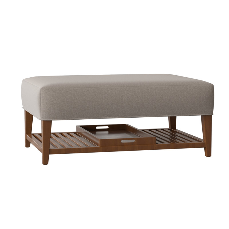 Carly Upholstered Ottoman, Pecan, Craftwood 41 Light Gray Performance Chenille