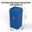 Bac de recyclage carré en plastique bleu 50 gallons avec couvercle pivotant et rebord renforcé-129011771