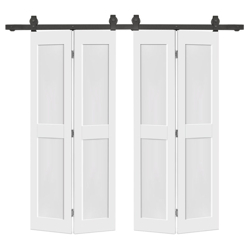 Ensemble de quincaillerie pour porte de grange double 2 panneaux, Blanc, 48 po x 84 po
