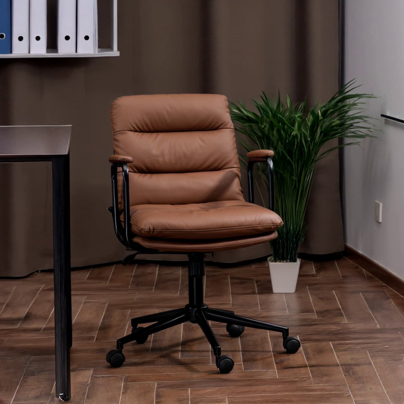 Chaise de bureau, Similicuir brun