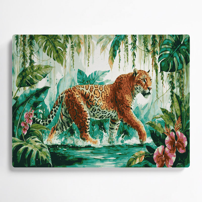 «Big Cats Amazon Jaguar», art mural en métal vert, H 16 po x l 20 po