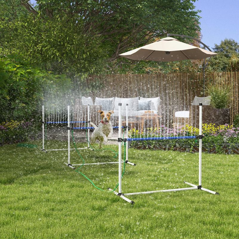 Ensemble 3 pièces d'équipement de dressage d'agilité pour chien, ensemble d'agilité pour chien avec haies à hauteur réglable, tube de jet d'eau, sifflet, sac de transport, blanc