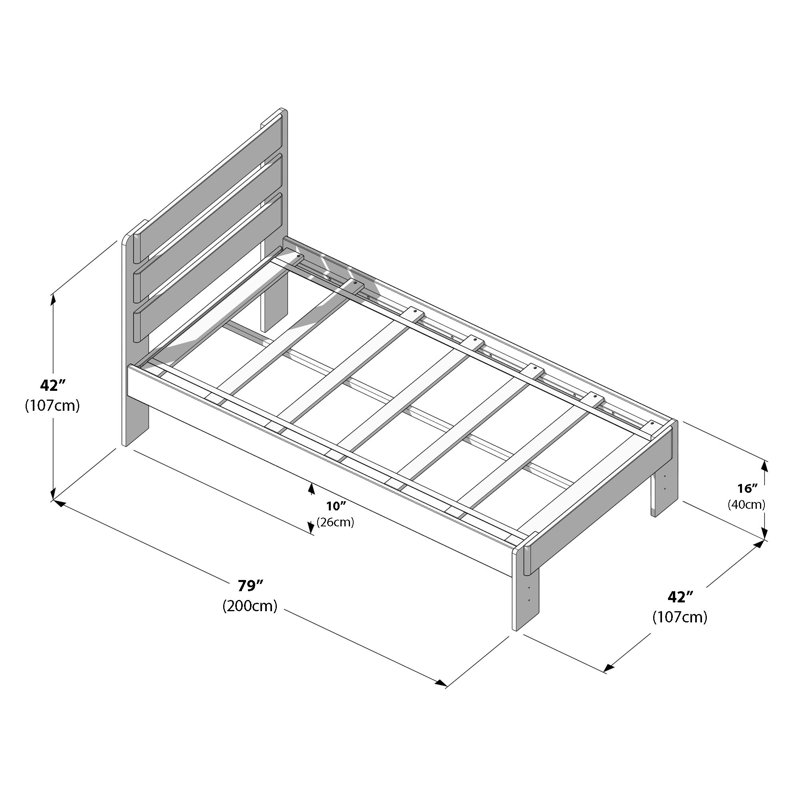  Cyprian Kids Solid Wood Platform Bed, Twin, White Wash