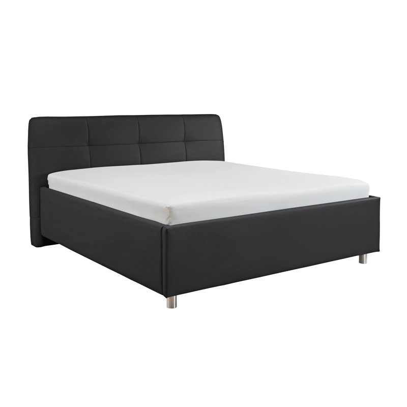 Upholstered Bed Frame with Mattress, 180 x 200cm, Black, H2/H3