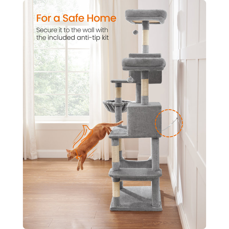 Timmins 78.3" Multi-Level Cat Tree with Cat Scratching Posts, Warm Cat Condo For Indoors, Light Gray/Beige
