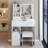 Small Space Left Drawer Desktop Vanity Table + Cushioned Stool, Extra Large Right Sliding Mirror, Multi Layer High Capacity Storage, Practical Fashionable Dresser, Suitable For Small Space-1223888503