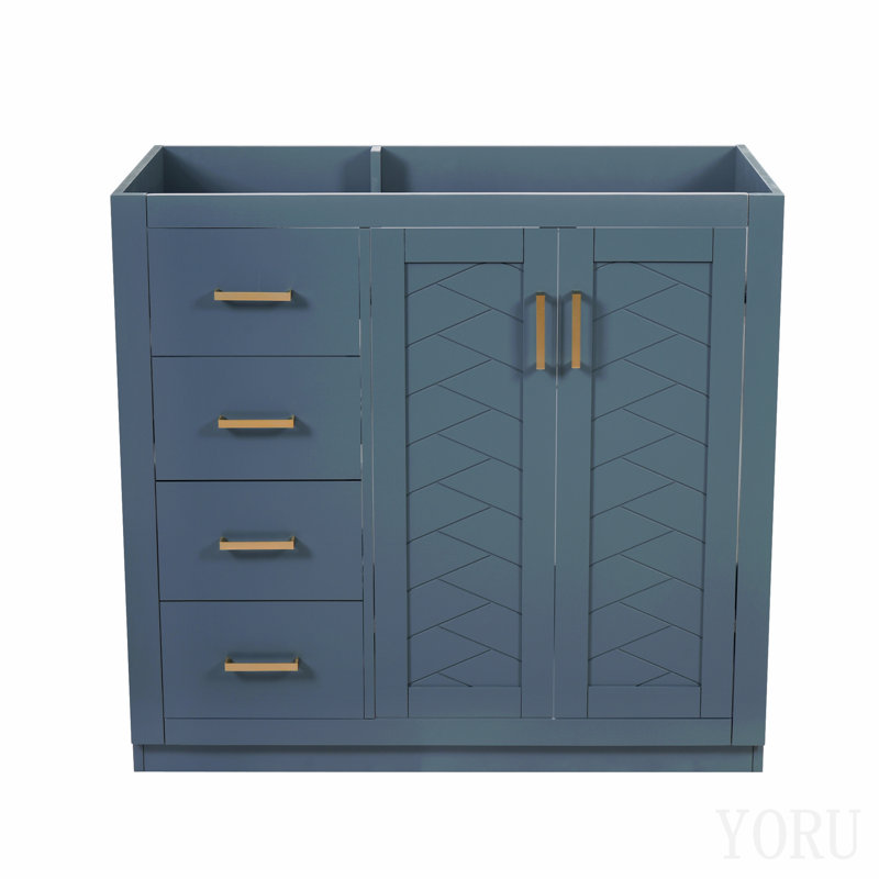 36'' Bathroom Vanity, Solid Wood Frame Bathroom Storage Cabinet, Freestanding Vanity Set With 3 Drawers& Soft Closing Doors