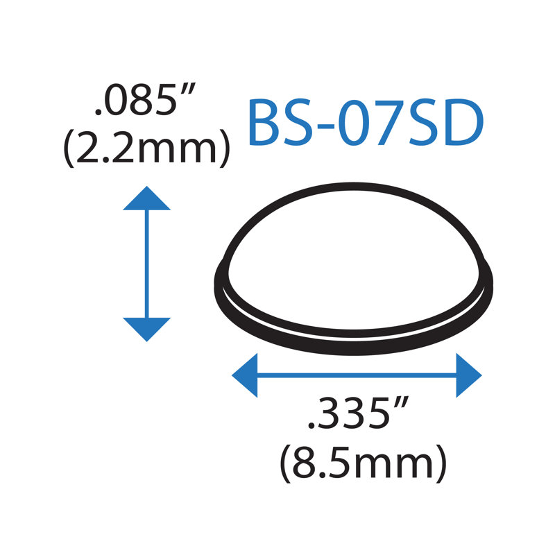 Feuille simple BS-07 transparent doux / diamètre 0,335 po x hauteur 0,085 po / feuille de 450 tampons