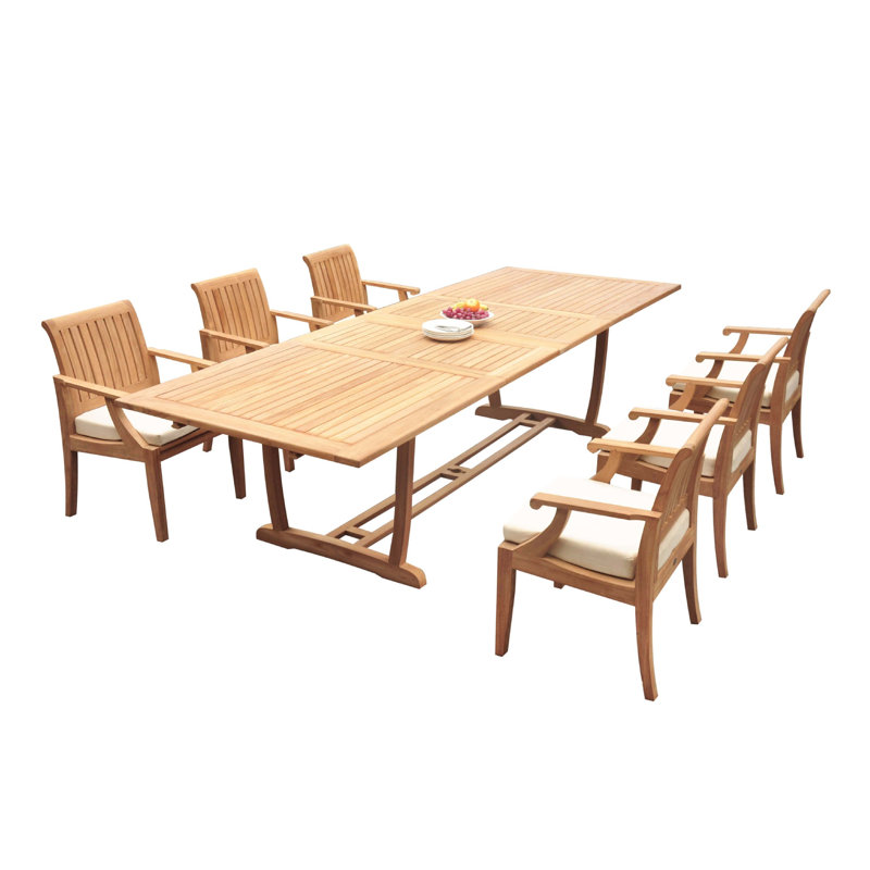 Anyan Outdoor 11 - Piece Teak Dining Set, 6