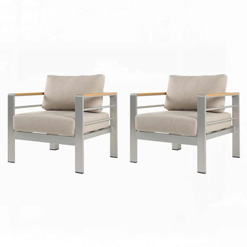 Ensemble de 2 fauteuils club d'extérieur en aluminium