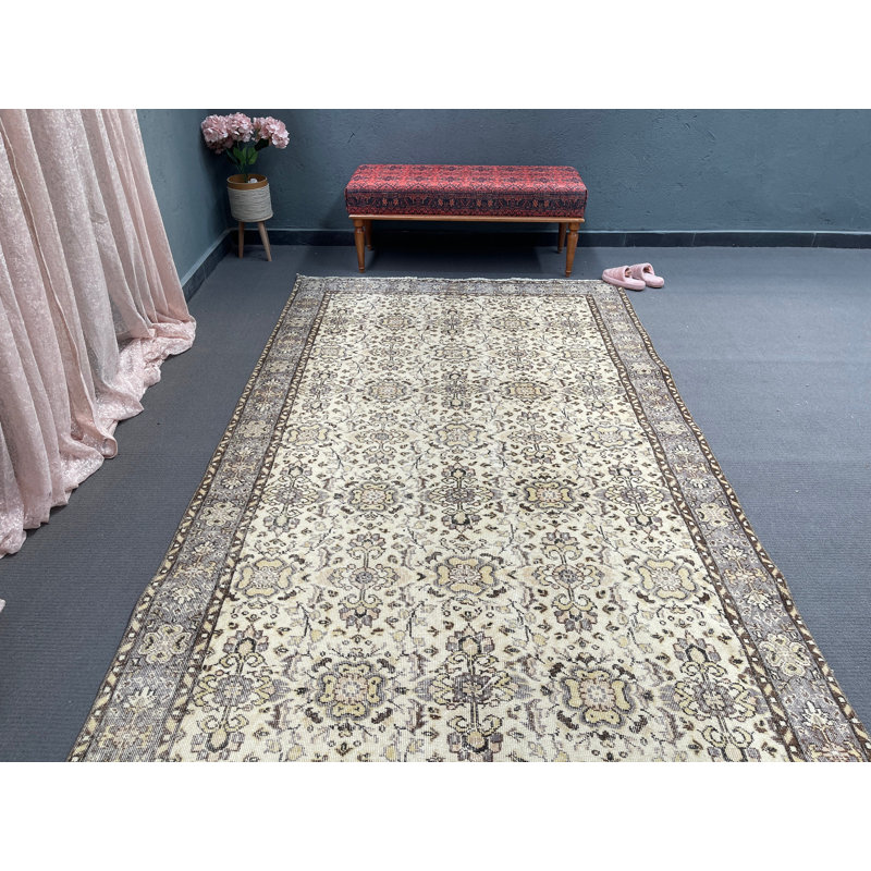 Tapis en laine beige 6,5 x 11,3 pi
