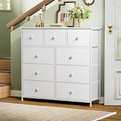 Ojaswi 10 Dressers, Wooden Dresser, Chest of Drawers with Fabric