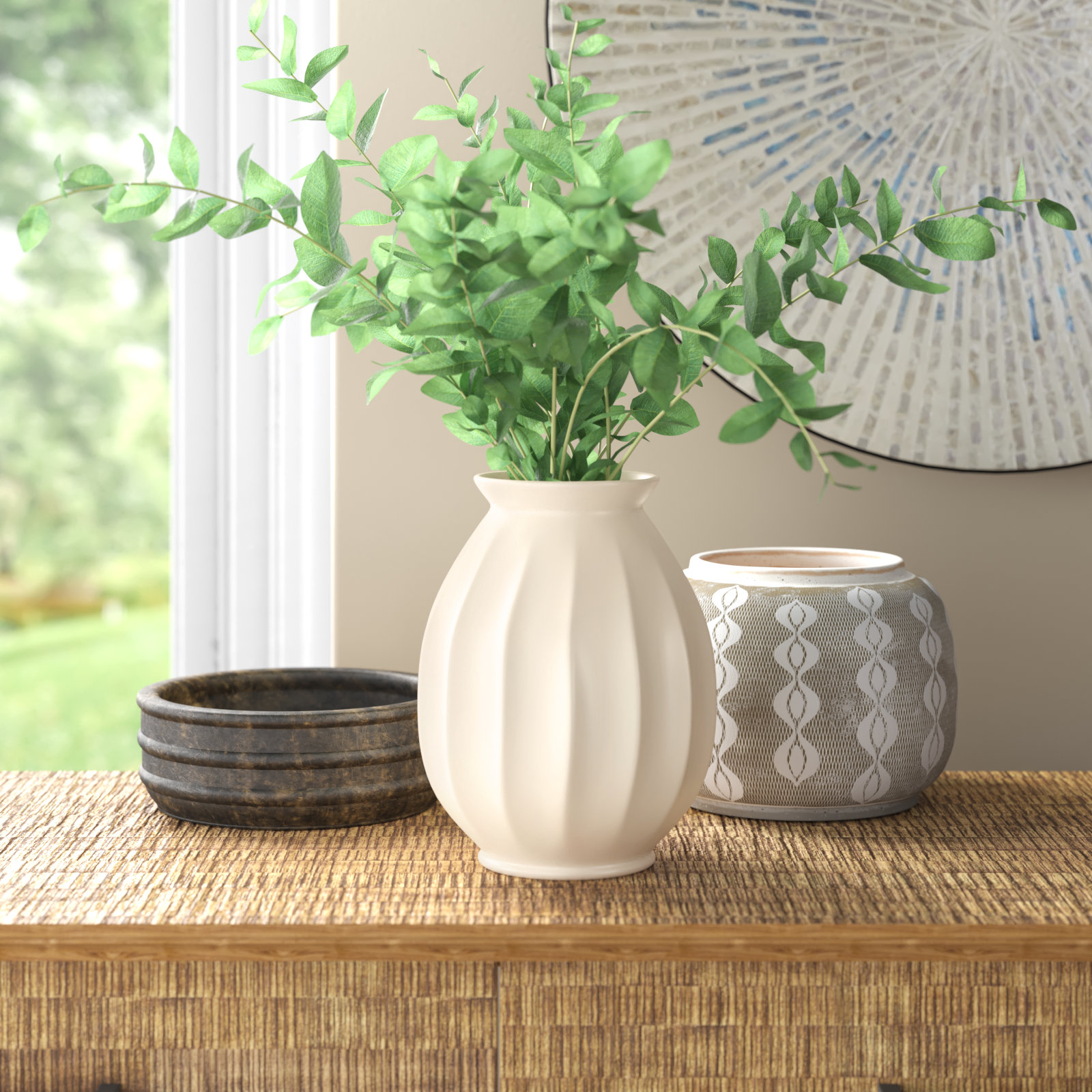 Ackerman Handmade Ceramic Table Vase, 9.25" H x 7" W x 7" D