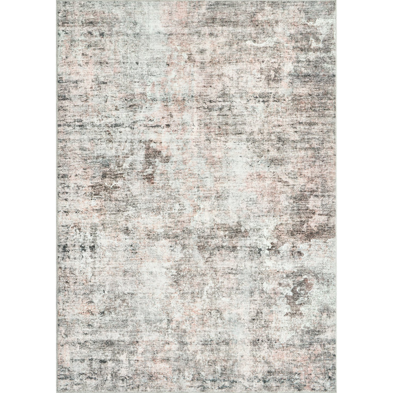 Modern Abstract Non Slip Washable Area Rug(Brown), Rectangle 5' x 7'