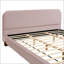 Structure de lit tapissier en velours rose et pieds en bois massif-1360000120-1360000121