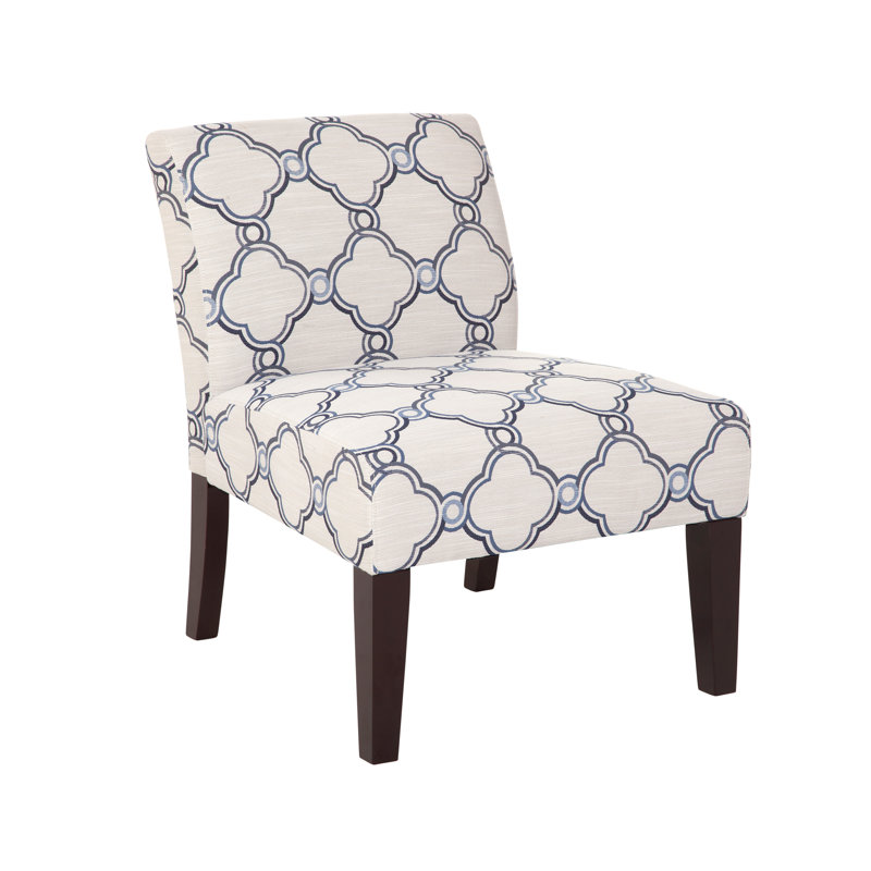 Javi Avington 26" Wide Armless Slipper Chair, Cirrus Sky Blue and Cream