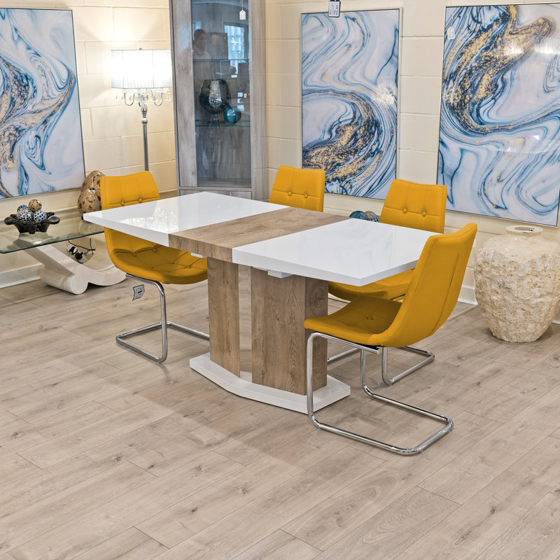 Fenner 4 -Person Butterfly Leaf Dining Set, Yellow