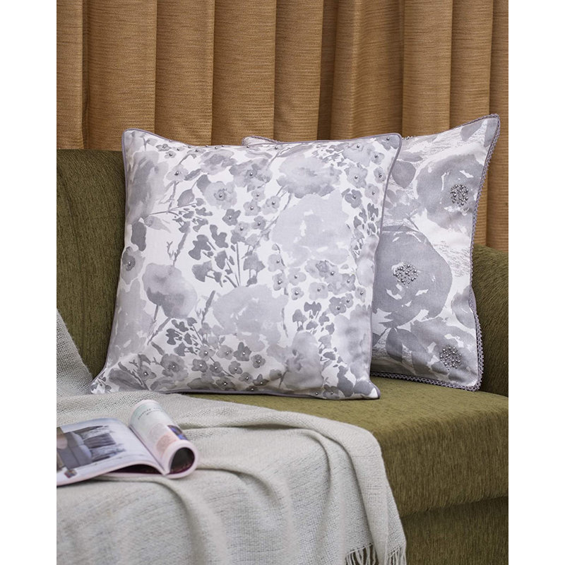Rectangular Cushion Cover, Off white and Grey