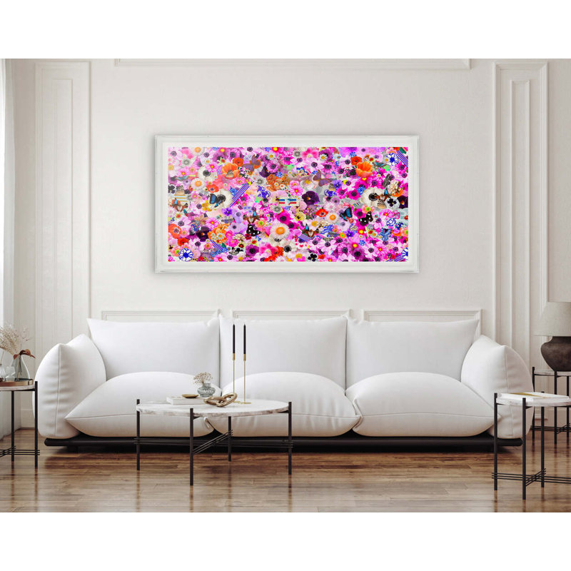 Flower Collage Print By Kristi Kohut, White Wood, 23" H x 40" W
