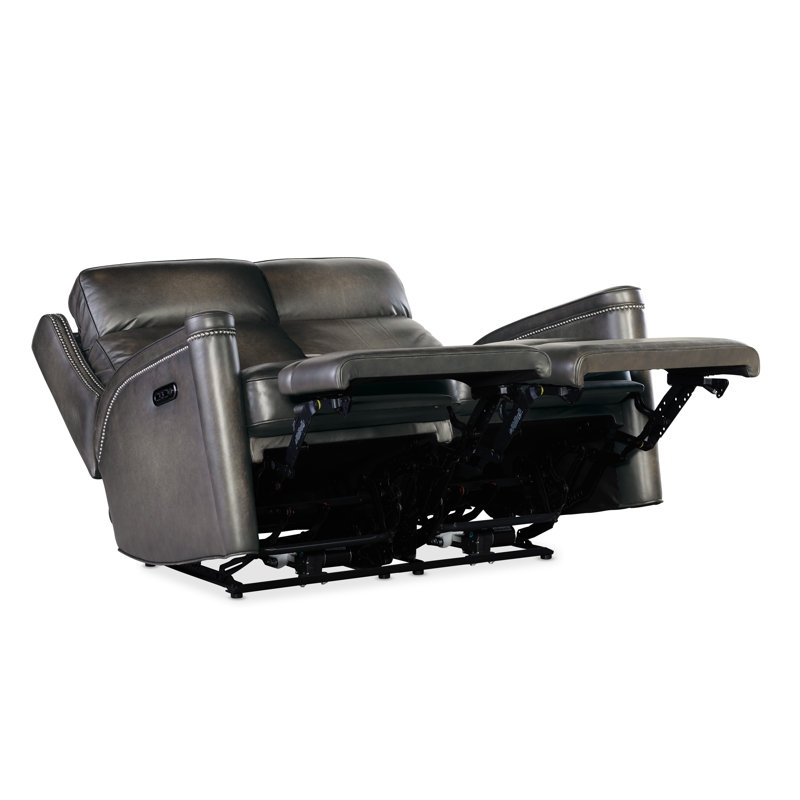 MS Leather Loveseat, Gray