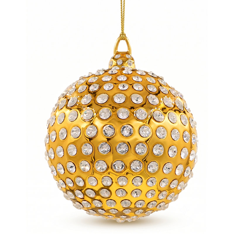 Orbis 4'' Handmade Geometric Metal Ball Ornament, Gold