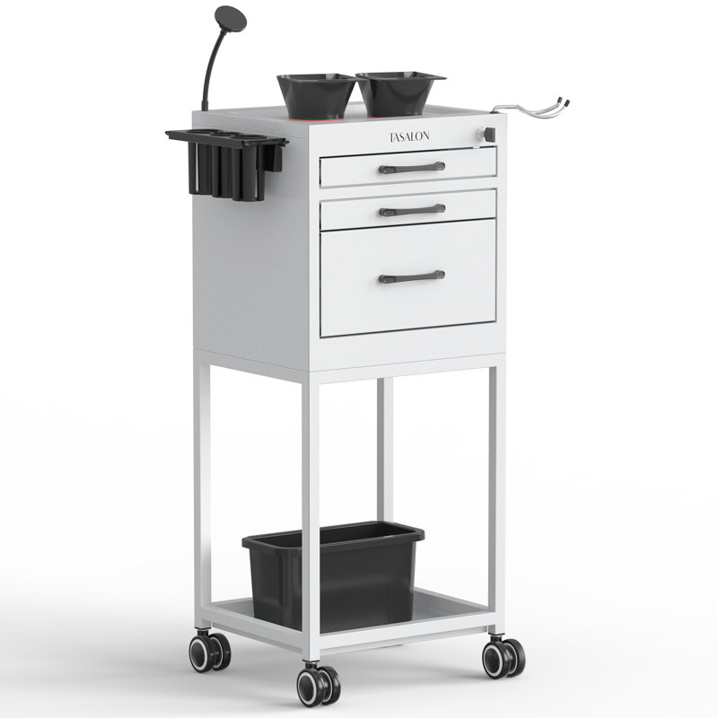 Mobile Utility Cart with Lockable Drawers, White