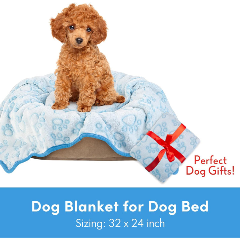 Couverture pour animaux en mélange de polyester, Bleu, L 24 po x L 32 po
