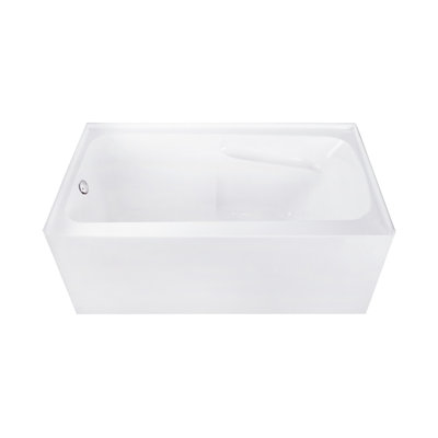 Kingston Brass Aqua Eden 54-Inch Acrylic Rectangular 3-Wall Alcove Tub With Armrests