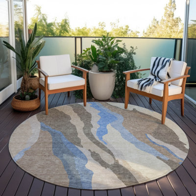 Tapis intérieur / extérieur brun Petala 