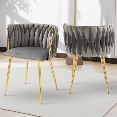 Chaise d'appoint rembourrée en velours Evanni