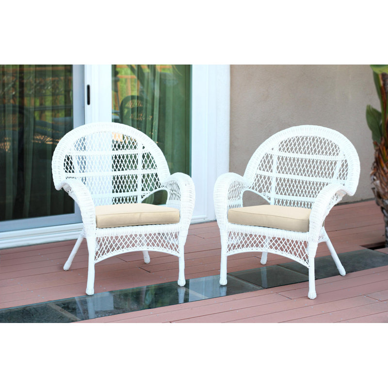 Maltby Wicker Outdoor Lounge Chair, White, Ivory