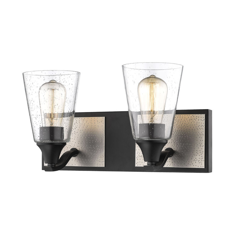 Éclairage pour salle de bain 2 lumières Ragusa, Noir mat / Étain brossé
