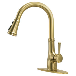 Vintage Kitchen Faucet With Pull Down Sprayer – 3-in-1 Modes (stream/spray/sweep), Tool-free Diy Install, 360° Swivel & 20" Hose – Brushed Golden Finish For Bar, Rv, Farmhouse & Prep Sink (1 Or 3 Hole)