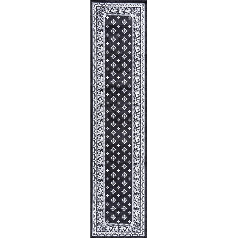 Tapis noir / gris Jaiden, Tapis de couloir 2 pi x 8 pi