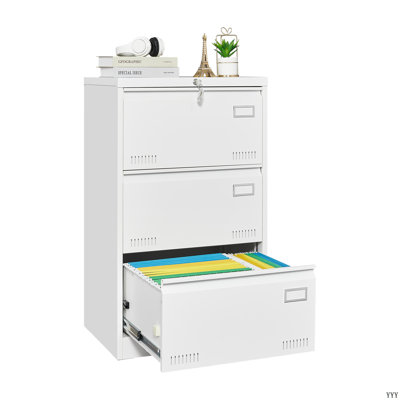 Filing Cabinet Lateral File Cabinet 3 Drawer,Locking Metal File Cabinets Three Drawer, Office Filing Cabinet With Lock Drawers For Home Office/Legal/L by Latitude Run
