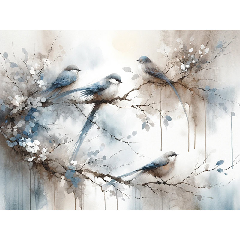 Serene Moments: Watercolor Birds, toile tendue sur toile, H 36 po x l 48 po