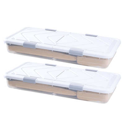 Organisateur à roulettes sous le lit avec roulettes, 39,8 x 20,1 x 5,9 pouces, paquet de 2, protège les articles, organisateur de chaussures à roues amovibles, robuste, à partir de, 360